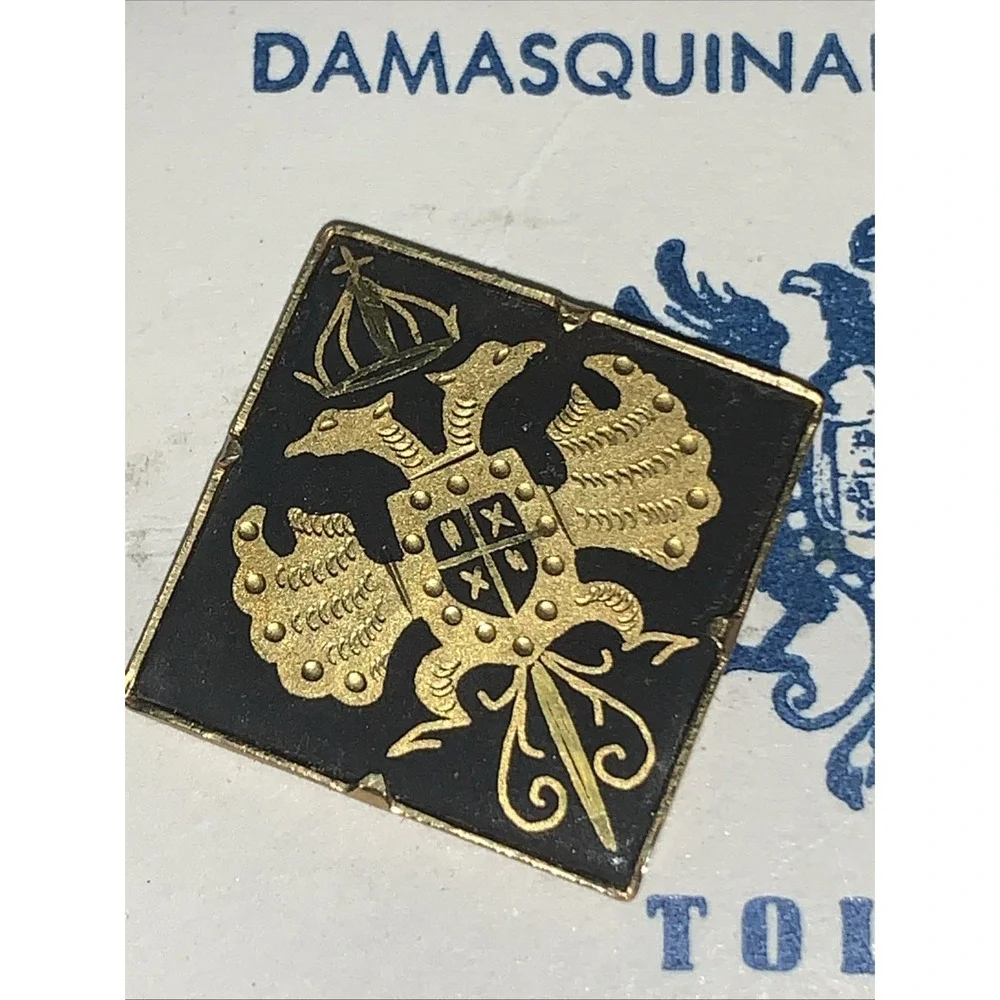 Vintage Toledo Holy Roman Emperor Crest‎ Damascene Cufflinks 3/4